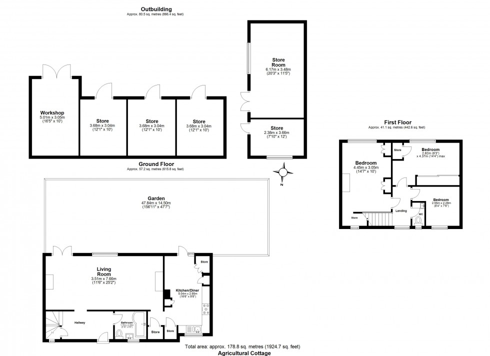 Floorplan for Agricultural Cottages, Church Road, West Hanningfield, Chelmsford